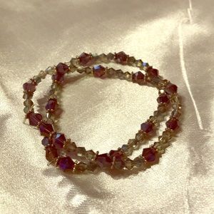 Stretchy multicolor and purple beads;
